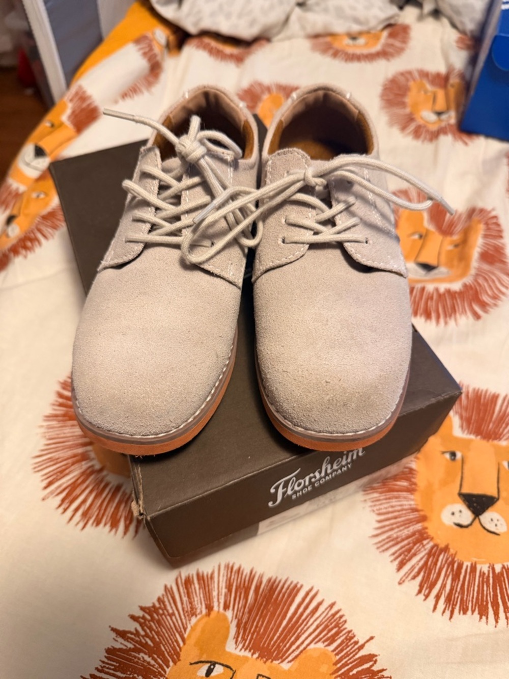 Florsheim Kids Light Gray Suede Lace-Up Dress Shoes